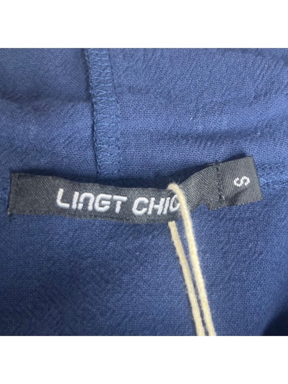 Linet Chic Short Sleeve Button Up Hoodie Shirt Small Navy Blue New - Picture 5 of 8